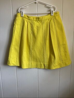 J. Crew Bright Yellow Pleated Skater Skirt Sz 2